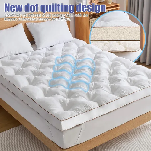 Vista 7 de WhatsBedding Cubrecolchón de espuma viscoelástica de 4 pulgadas tamaño individual para aliviar el dolor de espalda, relleno de espuma viscoelástica