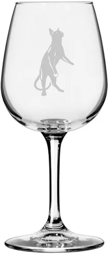Vista 153 de Copa de vino de 12.75 onzas con temática de gato abisinio grabada para todo uso
