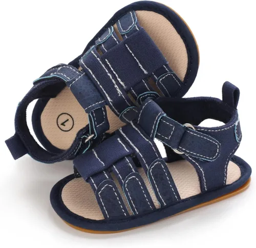 Vista 5 de myppgg Sandalias de verano antideslizantes de suela suave para bebés y niños y niñas, zapatos de cuna de algodón para niños pequeños primeros