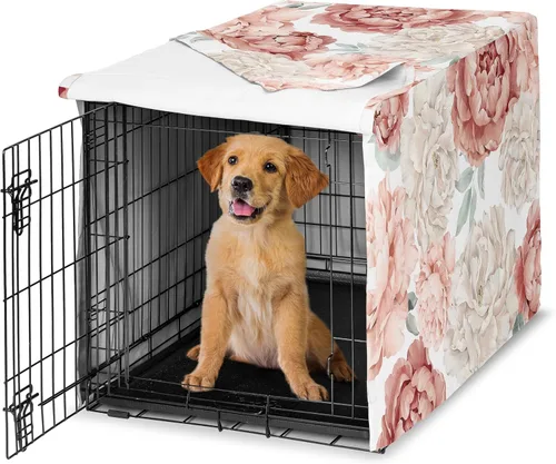 Vista 9 de Sweet Jojo Designs Funda para Jaula de Perro Mediano de 36 Pulgadas (Floral Bohemio) para Jaulas de Mascotas para Niñas, Fundas para Perreras Óxido