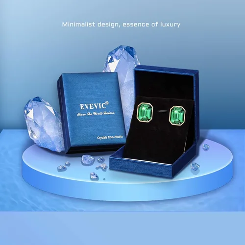 Vista 7 de Aretes de tuerca octágono de cristal austriaco para mujer, joyería hipoalergénica de plata de ley 925