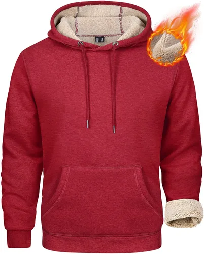 Vista 7 de MAGCOMSEN Sudadera con capucha pesada con forro polar Sherpa para hombre Verde militar