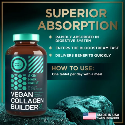 Vista 9 de WILD FUEL Creador de colágeno vegano – Biotina, superalimento orgánico, aminoácidos glicina, lisina, prolina suplementos de colágeno a base