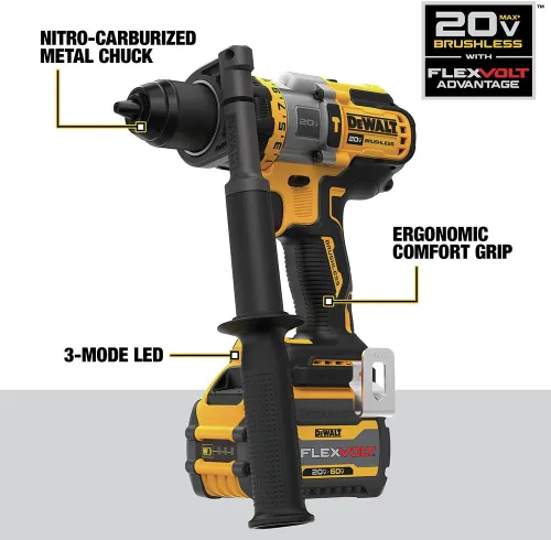 Vista 8 de DEWALT FLEXVOLT ADVANTAGE 20V MAX* Taladro percutor, inalámbrico, 1/2 pulgada (DCD999T1)