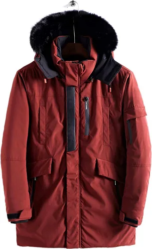 Vista 5 de WEEN CHARM - Chaqueta tipo parka para hombre con capucha desmontable y ribete de piel sintética.
