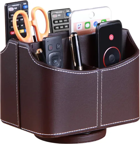 Vista 16 de PUSU - Soporte organizador de piel sintética giratorio en 360 grados para control remoto de TV, suministros de escritorio, suministros de oficina