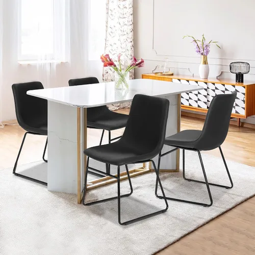 Vista 2 de SUPER DEAL Juego de 2 sillas de comedor para cocina y comedor de 18.3 pulgadas, estilo de mediados de siglo, modernas, de piel sintética, sillas