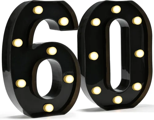 Vista 17 de Pooqla - Números iluminados negros, decoraciones de cumpleaños 50 para hombres Number 50