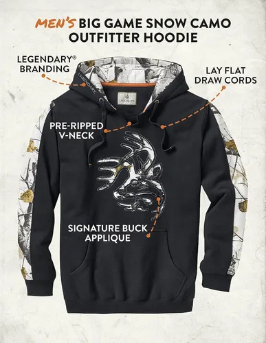 Vista 4 de Legendary Whitetails Men's Big Game Camo Snow Outfitter Hoodie