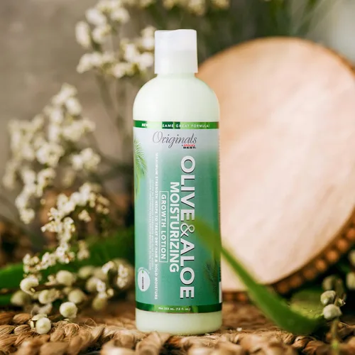 Vista 5 de Originals by Africa's Best Loción hidratante de crecimiento de oliva y aloe, paso final de hidratación, para todo tipo de cabello y texturas, sin
