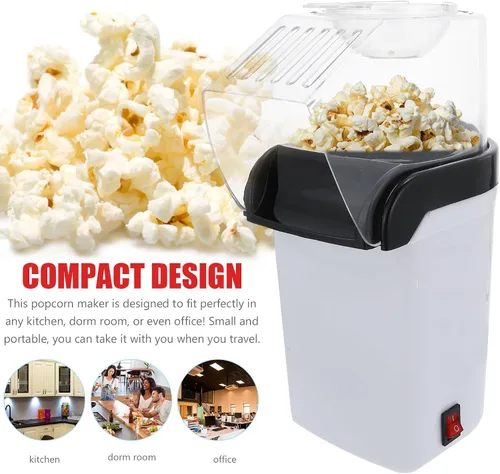 Vista 3 de Generic 110v Hot Air Popcorn Maker Small Abs Popcorn Machine for Home Use Fully Automatic Snack Maker US Plug White