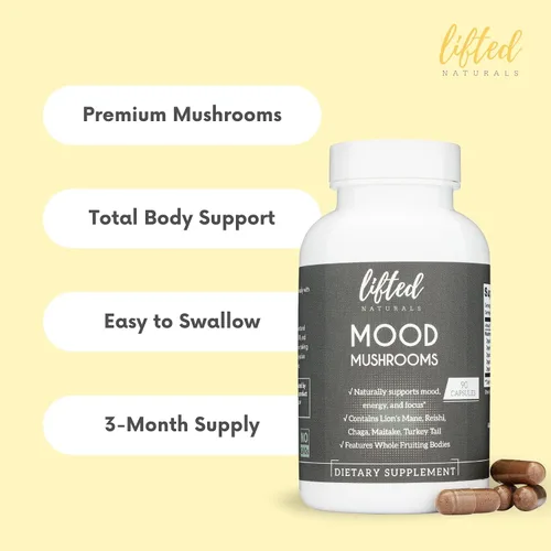 Vista 5 de Mood Hongos - Suplemento de hongos levantados - Melena de león, Reishi, Chaga, cola de pavo, Maitake - Energía, enfoque, alivio del estrés