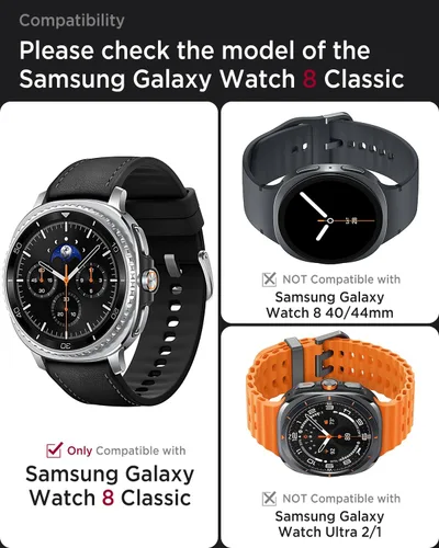 Vista 2 de Miimall [Paquete de 2+1] Funda y protector de pantalla para Samsung Galaxy Watch 8 Classic de 1.811 pulgadas, carcasa protectora chapada en TPU Negro