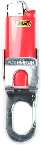 Vista 10 de Screwpop Bic MINI - Llavero con soporte para encendedor con mosquetón y abrebotellas, construcción de acero inoxidable (encendedor no incluido)