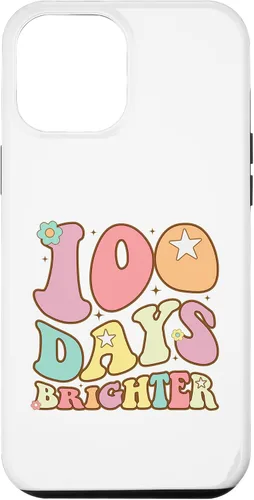 Vista 25 de 100 Days Brighter Happy 100th Day of School Groovy Kids Girl Case for iPhone XR