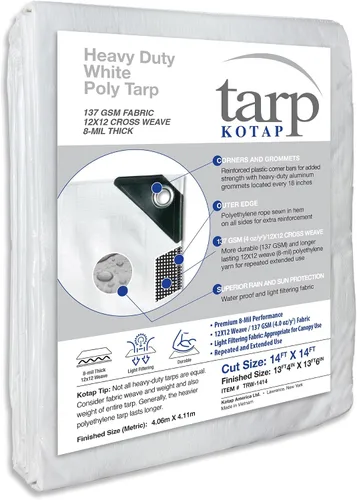 Vista 13 de Kotap TGS-0608 - Lona de polietileno reversible de 8 mil con protección UV, 6 pies X 8 pies, verde-plata