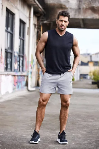 Vista 5 de COOFANDY Pantalones cortos deportivos para correr para hombre de 5 pulgadas, paquete de 2 pantalones cortos de entrenamiento para gimnasio