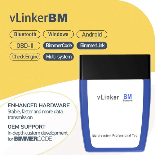Vista 3 de Vgate OBD2 Bluetooth Escáner vLinker BM Bimmercode Herramienta de Diagnóstico para BMW/Mini, Funciona con Android y Windows solamente