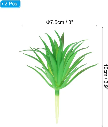 Vista 2 de PATIKIL Plantas suculentas artificiales, paquete de 2 plantas falsas pequeñas, plantas suculentas falsas sin maceta para decoración del jardín