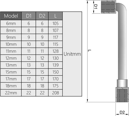 Vista 4 de Utoolmart Llave hexagonal abierta en forma de L de 0.236 in métrica en forma de L, 1 unidad