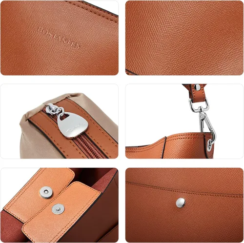 Vista 3 de BOSTANTEN - Bolsos de cuero al hombro tipo balde para mujer