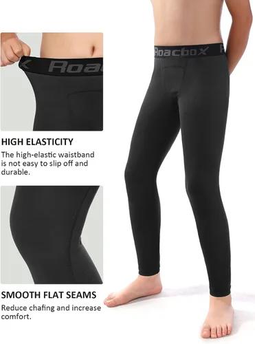 Vista 3 de Roadbox Pantalones de compresión para niños, leggings de elastano de secado rápido para correr, fútbol, baloncesto