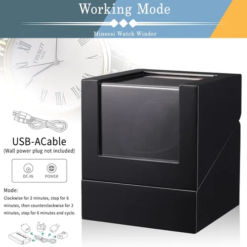 Vista 5 de Bobinadora de reloj para relojes automáticos individuales con motores silenciosos, pintura de piano por adaptador de CA o batería