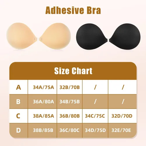 Vista 6 de FlexaStick Sticky Push up Bra, Invisible Strapless Bras for Backless Dresses with Reusable Adhesive & Nipple Covers (2 Pairs)