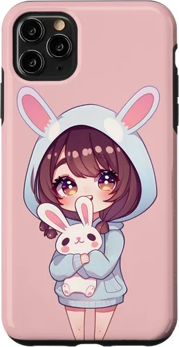 Vista 13 de Anime Girl With Bunny Kawaii Easter Japanese Otaku Girl Case for iPhone 16