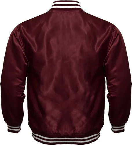Vista 2 de Chaqueta bomber de poliéster satinado para mujer, estilo vintage, estilo militar, retro, con cremallera