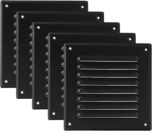 Vista 41 de Vent Systems - Cubierta de rejilla de ventilación de aire de alero rectangular de metal negro de 3 x 10 pulgadas (interior), deflector