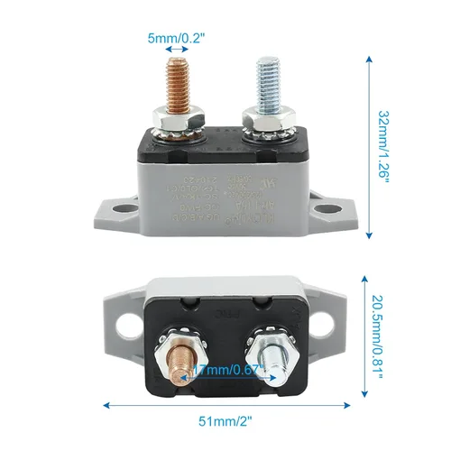 Vista 2 de Bonsicoky Disyuntor de reinicio automático de 15 A 12 V con tapa y perno, interruptor de parada corta para automóvil, barco, RV