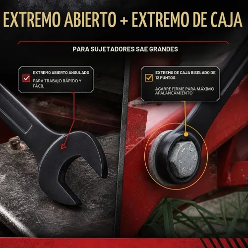 Vista 3 de ABN Juego de llaves de combinación grande 33 a 50mm - Juego de 10 llaves jumbo de extremo abierto métricas