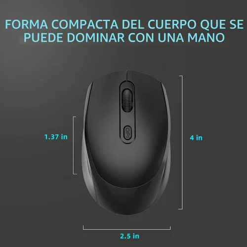 Vista 7 de ONE-UP Ratón inalámbrico, 2.4G, silencioso, receptor nano USB, para laptop, Chromebook, PC, Mac, Windows y trabajo escolar (negro)