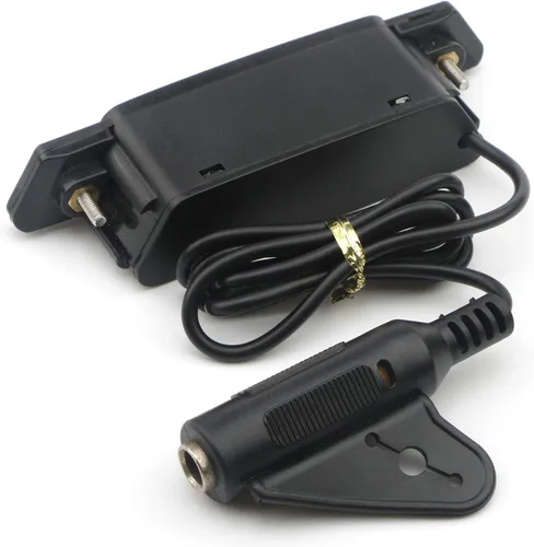 Vista 4 de 1pcs 6-String SH-85 Soundhole Pickup EQ Preamp Pickup con conector de alimentación activa para guitarra acústica folk, ukelele (negro arenado)
