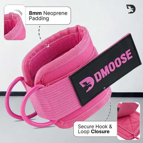 Vista 3 de DMoose Ankle Strap for Cable Machine - One Size Fit with Premium Padding, Workout Kickback Ankle Cuffs, Ankle Bands for Working Out, Booty Workouts