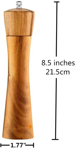 Vista 5 de Molinillo de sal y pimienta de madera, molinillo de sal manual de madera, molinillo de pimienta, recargable, con rotor de cerámica de grosor