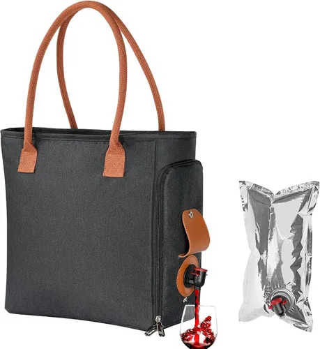 Vista 11 de Tirrinia Bolsa de vino, enfriador de playa para regalo de viaje, bolsa de viaje con boquilla para picnic, BYOB, fiesta, cena, piscina