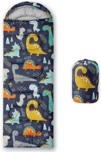 Vista 10 de Saco de dormir para niños y niñas, estampado de luna de cohete, ligero, cálido, portátil, para exteriores, interior, impermeable, resistente al