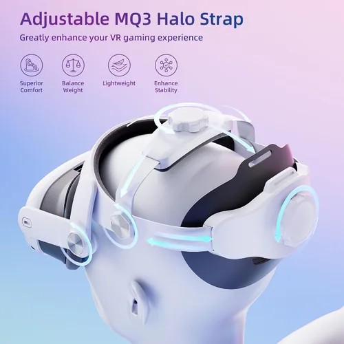 Vista 2 de Premium IGRL Head Strap Compatible with Meta Quest 3 Accessories, Pressure-Free Adjustable Elite Strap to Enhance Comfort & Gaming Immersion for