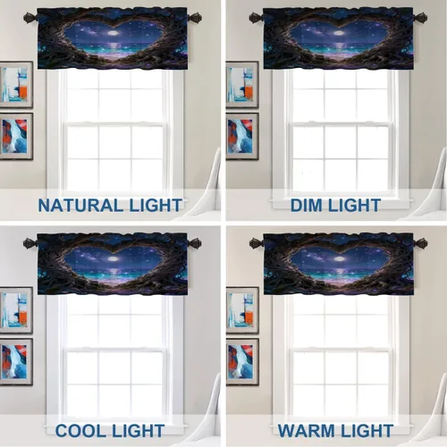 Vista 317 de Batmerry American Flag Ink Dot Blackout Tier Curtains, Red Blue White Stars Abstract Thermal Insulated Half Curtain Rod Pocket Small Valance for