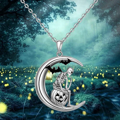 Vista 8 de Flamingo Necklace Halloween Skeleton Cat Necklace Turtle Axolotl Hummingbird Necklaces for Women 925 Sterling Silver Cute Animal Jewelry Christmas