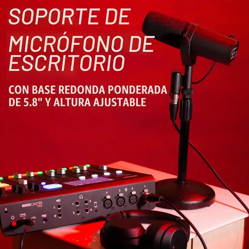 Vista 3 de Gator Frameworks Soporte de micrófono de escritorio con base pesada redonda y altura ajustable (GFW-MIC-0501)