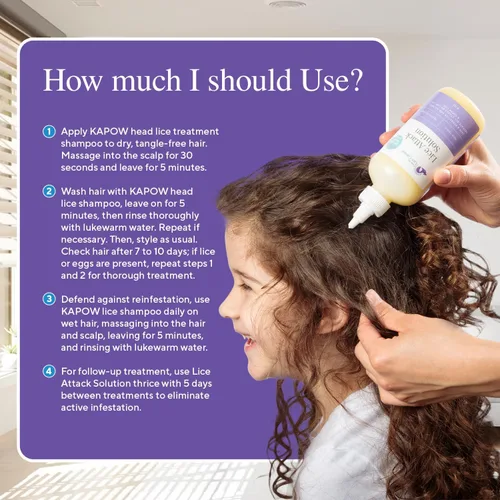 Vista 7 de Kapow Kit de tratamiento de piojos todo en uno para la familia – Champú extra fuerte para piojos, spray y peine para niños y adultos, apto