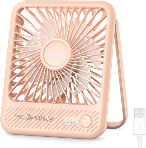 Vista 13 de Koonie - Ventilador de escritorio USB, viento fuerte, ultra silencioso, pequeño ventilador personal con inclinación plegable de 180° y 3 velocidades