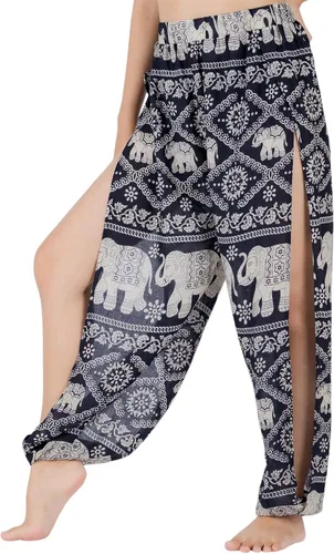 Vista 2 de LOFBAZ Pantalones de yoga harén con abertura alta para mujer, pijama, pantalones deportivos para la playa