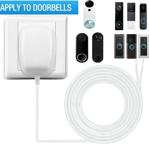 Vista 3 de Adaptador/Transformador de corriente de 24 voltios, adaptador de cable C, termostato, compatible con todas las versiones de timbre y termostato