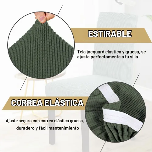 Vista 6 de H.VERSAILTEX - Juego de 2 fundas elásticas para silla de comedor, fundas protectoras para sillas Parsons, para comedor, con diseño de tela Jacquard