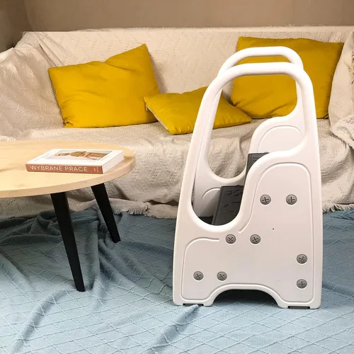 Vista 3 de Taburete de 3 escalones para niños pequeños, taburete de tres escalones para fregadero de baño o encimera de cocina, torre de pie, ayudante