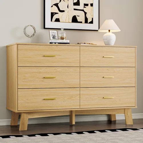 Vista 12 de BORNOON Cómoda para dormitorio con 9 cajones, cómoda moderna de 59 pulgadas de ancho con manijas de metal, base en forma de X y pata central
